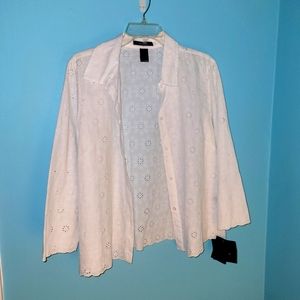 NWT Liz Claiborne White Pointelle Blouse sz. 14